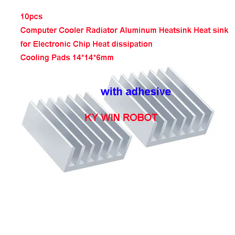 Aluminium Extrusion - 10개 미니 접착식 알루미늄 방열판 14x14x6mm