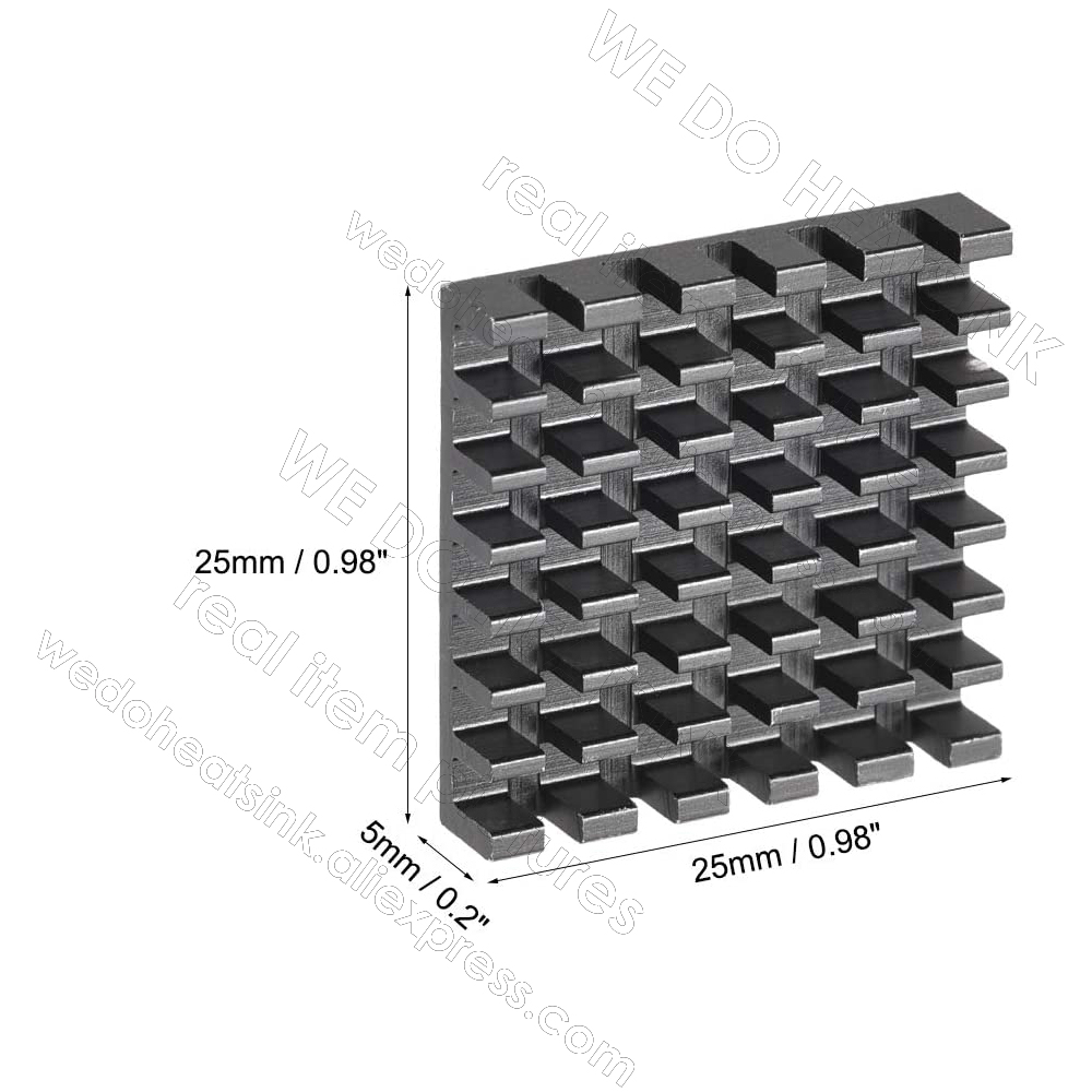 25x25x5mm 검정색 히트싱크, 사전 도포된 열전도 - Aluminium Extrusion 리뷰 및 가격