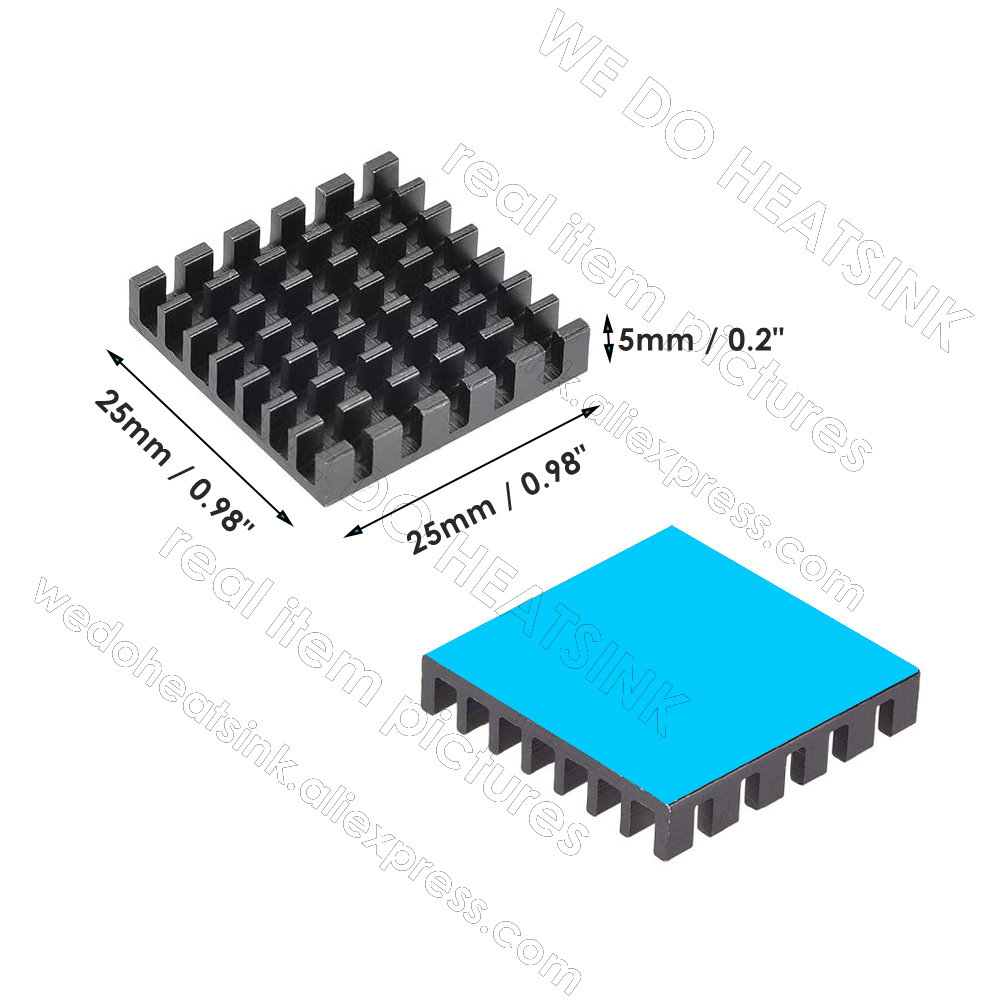 25x25x5mm 검정색 히트싱크, 사전 도포된 열전도 - Aluminium Extrusion 리뷰 및 가격