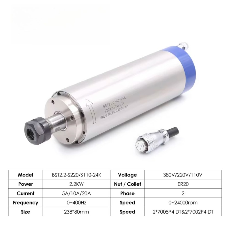 2.2kW ER20 수냉식 스핀들 모터, 80*230m - Water Cooled Spindle 리뷰 및 가격