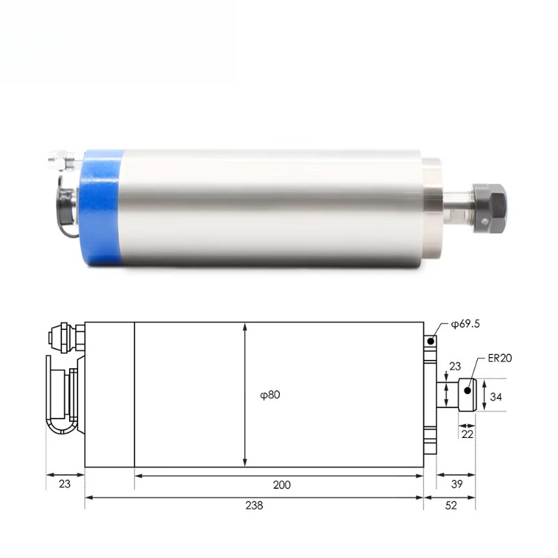 2.2kW ER20 수냉식 스핀들 모터, 80*230m - Water Cooled Spindle 리뷰 및 가격