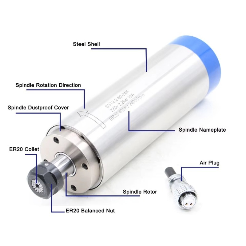 2.2kW ER20 수냉식 스핀들 모터, 80*230m - Water Cooled Spindle 리뷰 및 가격