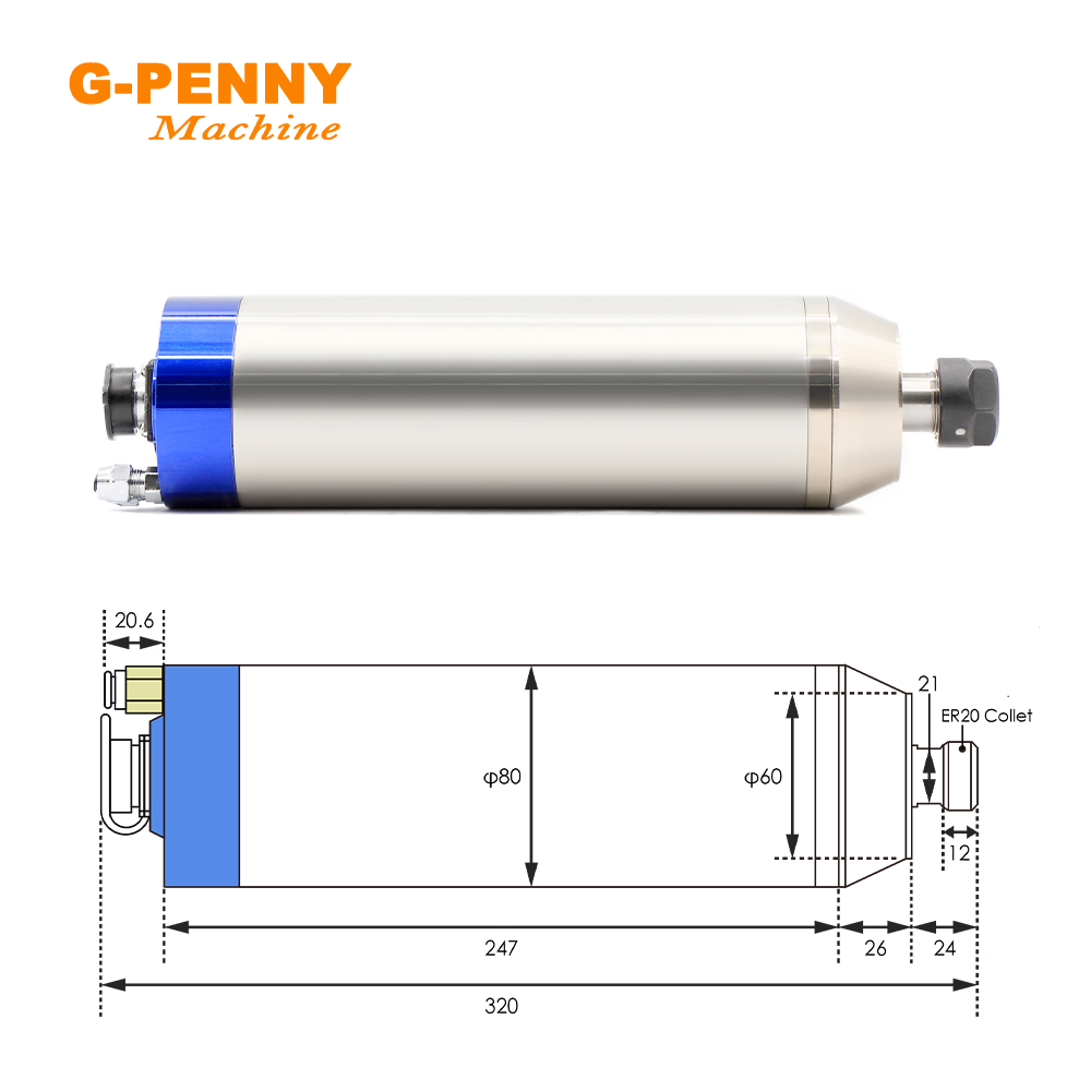 G-PENNY 2.2KW ER20 금속 수냉식 스핀들  - Water Cooled Spindle 리뷰 및 가격