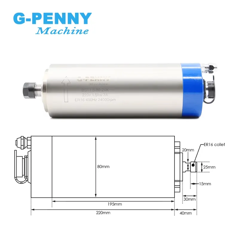 Gpenny 1.5kw ER16 D80mm 수냉식 스핀 - Water Cooled Spindle 리뷰 및 가격