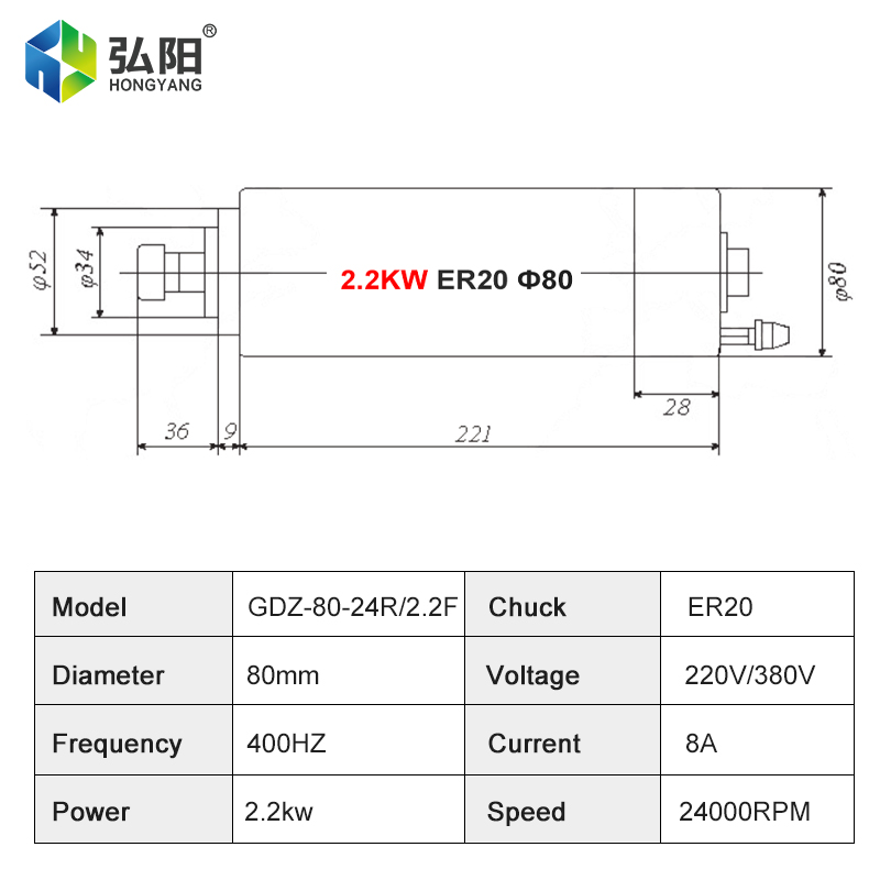 홍양(HONGYANG) 소형 수냉식 스핀들 모터 2.2 - Water Cooled Spindle 리뷰 및 가격