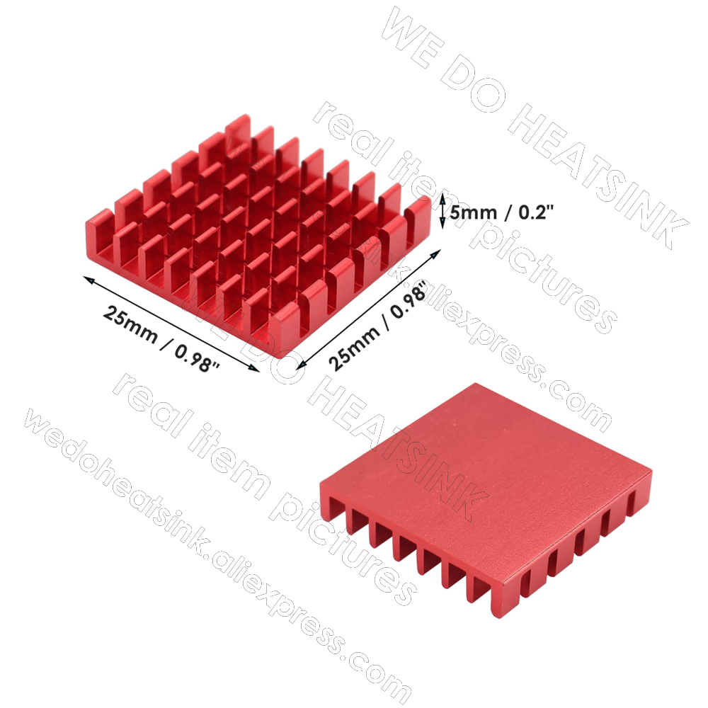 우리는 열 패드 없거나 함께 방열판 25x25x5 mm - Aluminium Extrusion 리뷰 및 가격