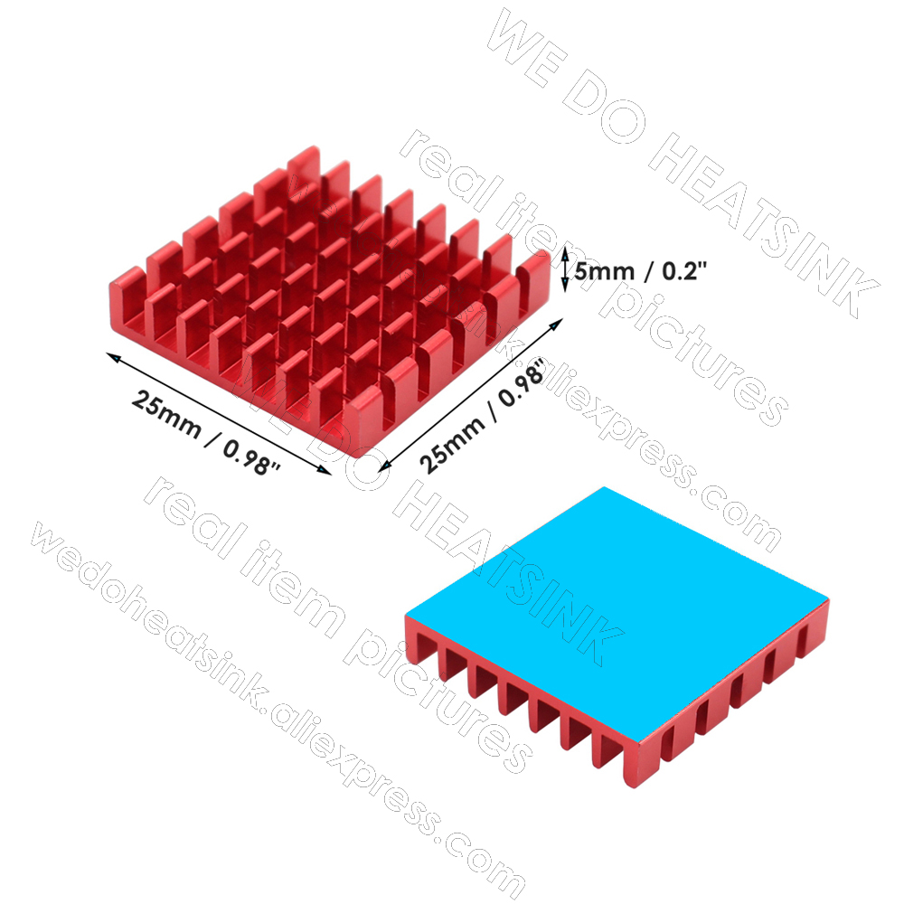 우리는 열 패드 없거나 함께 방열판 25x25x5 mm - Aluminium Extrusion 리뷰 및 가격